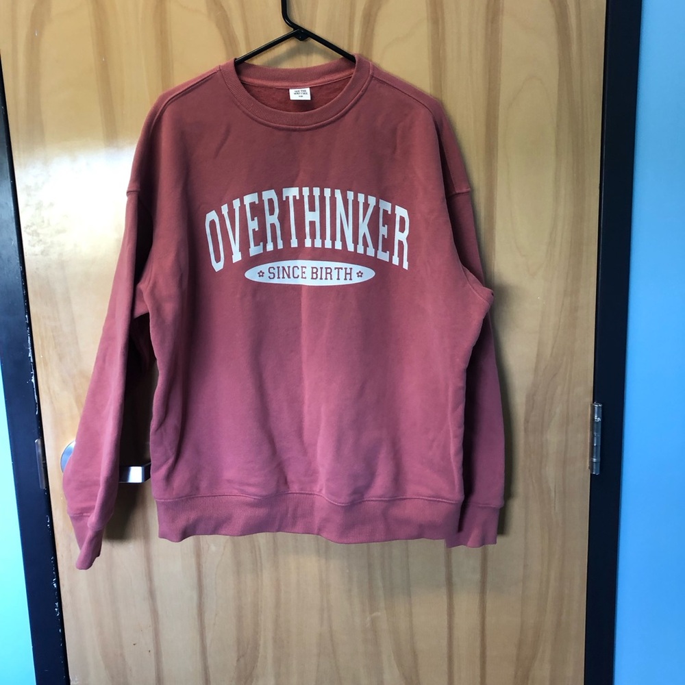 Overthinker Graphic Crewneck Sweatshirt - Dusty Rose